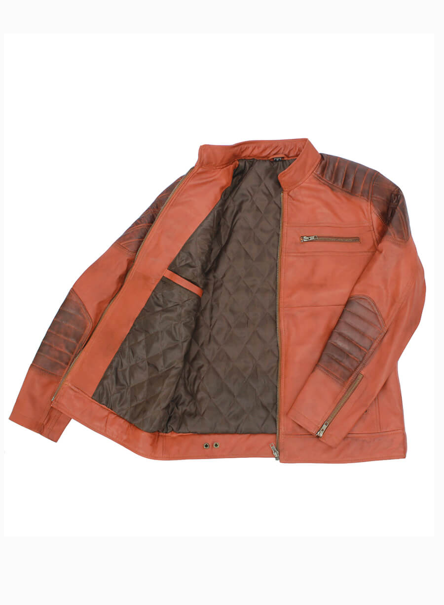 Cafe Racer Mens Brown Leather Jacket