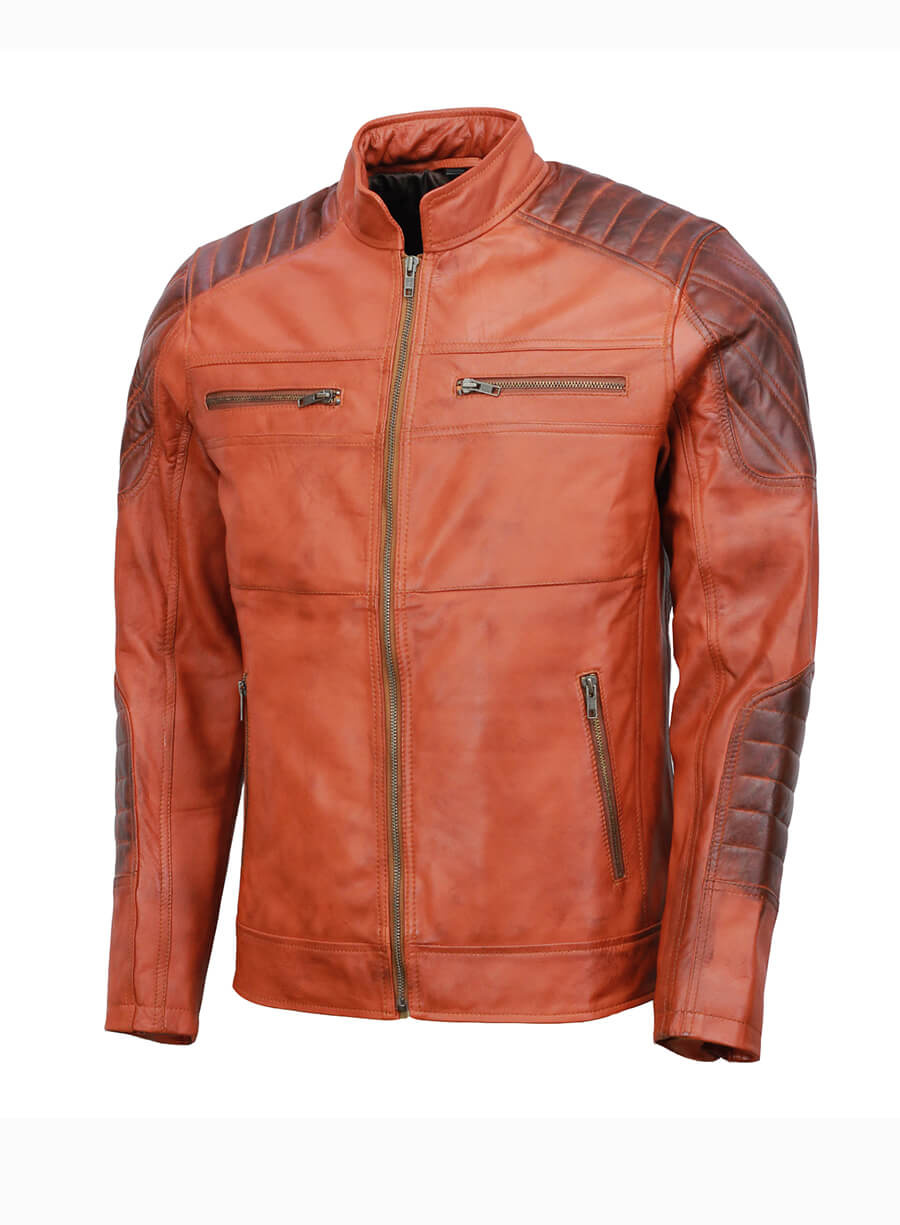 Cafe Racer Mens Brown Leather Jacket