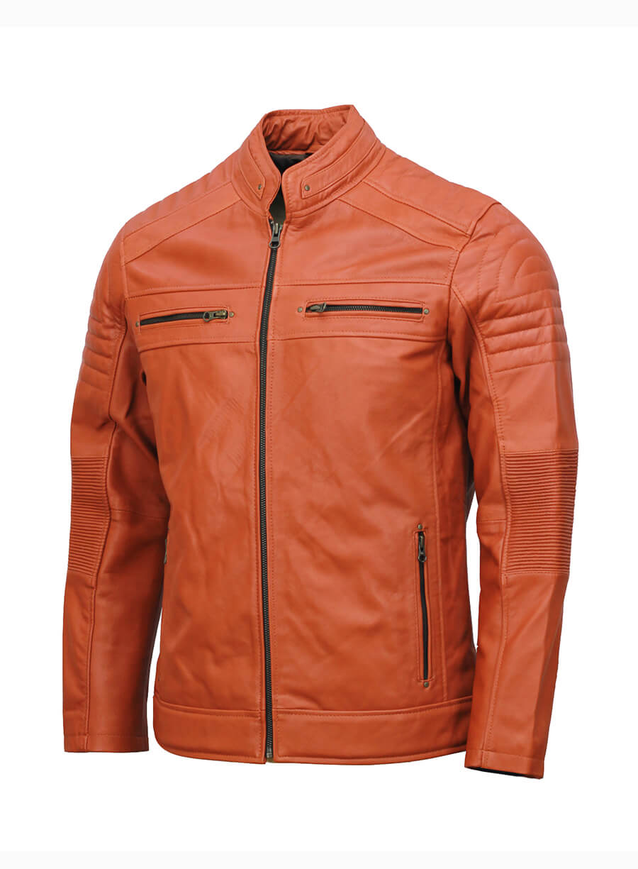 Cafe Racer Light Brown Leather Jacket