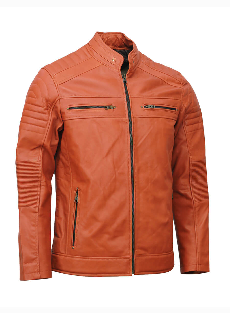 Cafe Racer Light Brown Leather Jacket