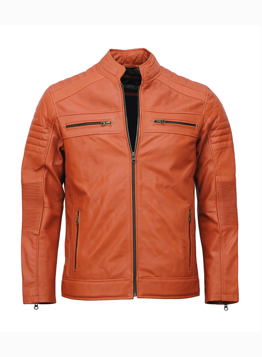Cafe Racer Light Brown Leather Jacket
