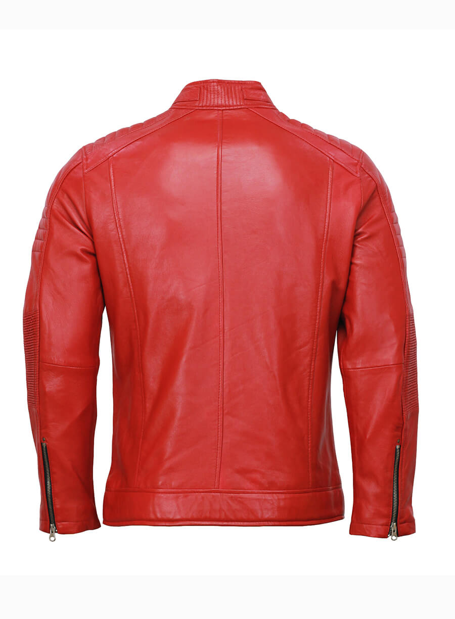 Cafe Racer Mens Red Leather Jacket