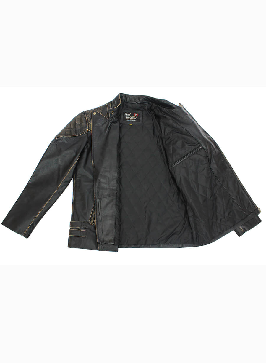 Skull & Bones Black Biker Leather Jacket