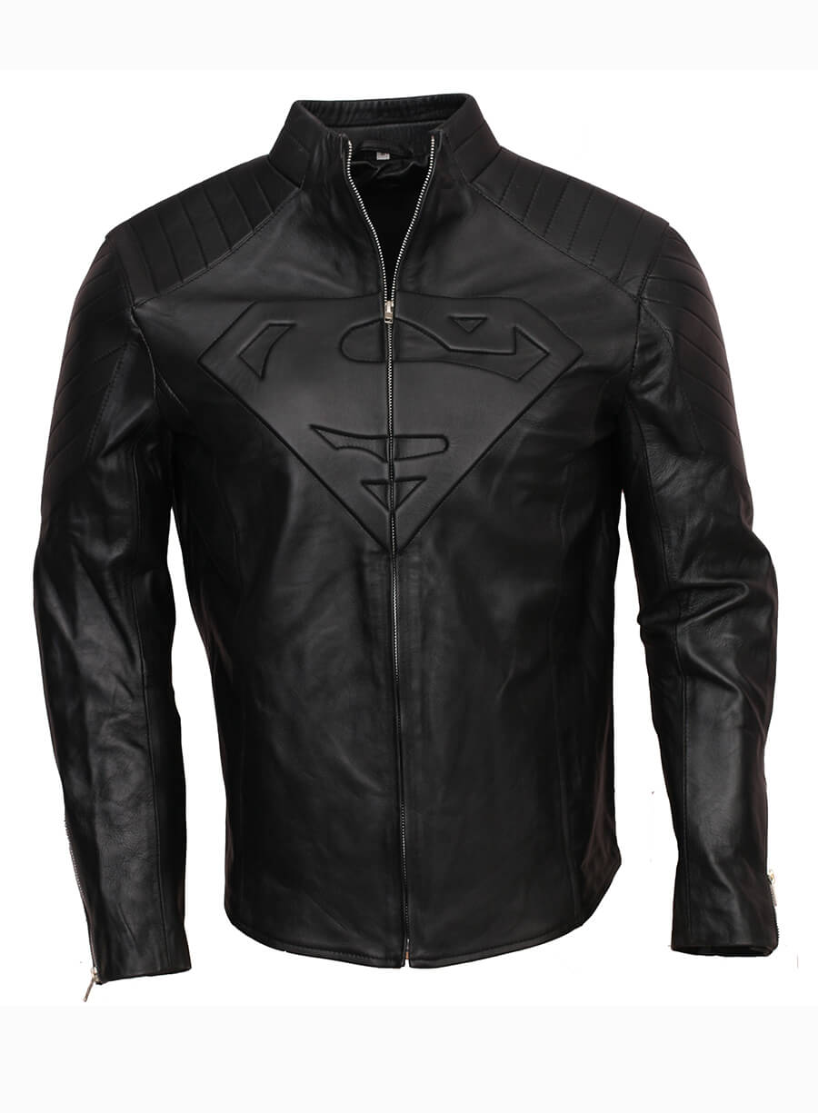 Smallville 2001 Clark Kent Superman Black Leather Jacket