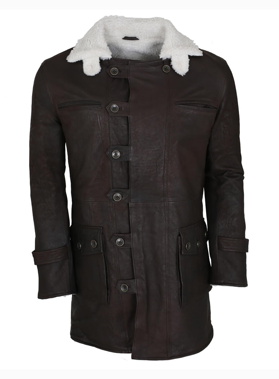 The Dark Knight Rises 2012 Bane Brown Fur Leather Coat