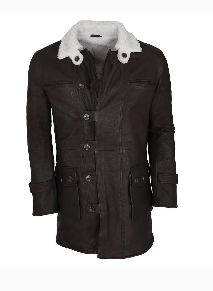 The Dark Knight Rises 2012 Bane Brown Fur Leather Coat