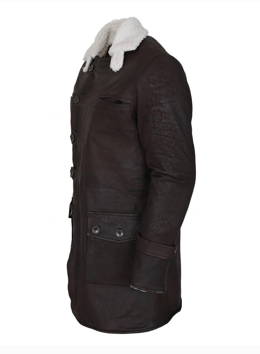 The Dark Knight Rises 2012 Bane Brown Fur Leather Coat