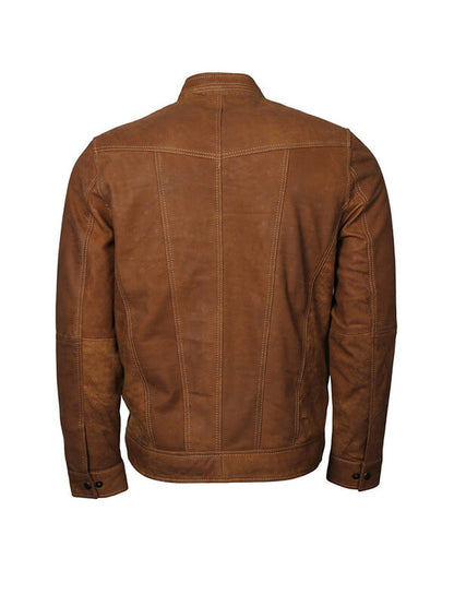 Adonis Men Fashion Tan Brown  Leather Jacket