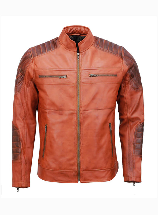 Cafe Racer Mens Brown Leather Jacket