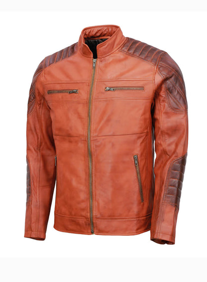 Cafe Racer Mens Brown Leather Jacket