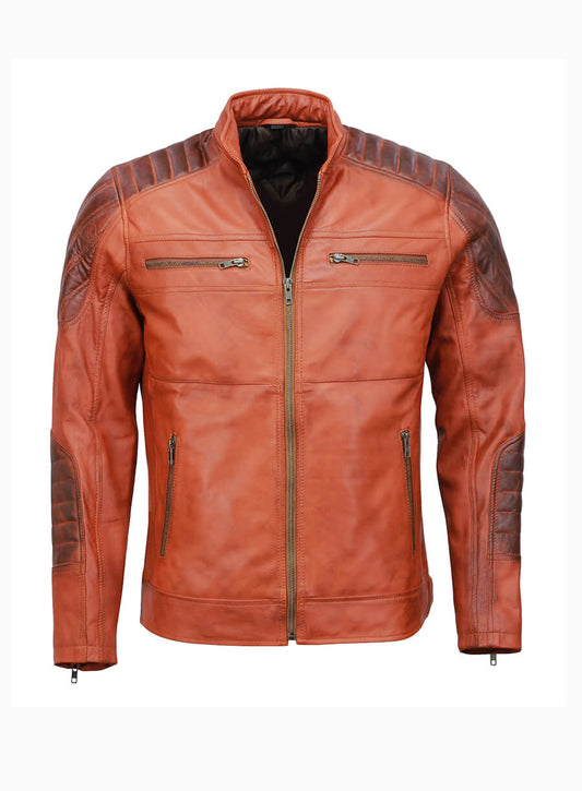 Cafe Racer Mens Brown Leather Jacket