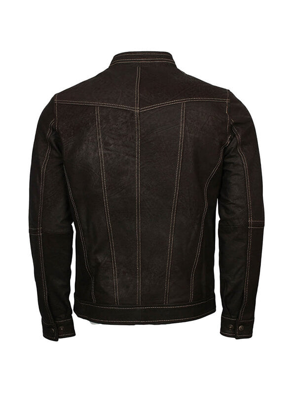 Men Adonis Fashion Black Leather Jacket
