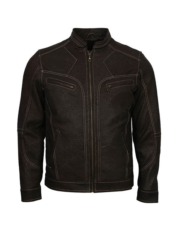 Men Adonis Fashion Black Leather Jacket
