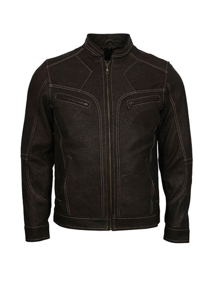 Men Adonis Fashion Black Leather Jacket
