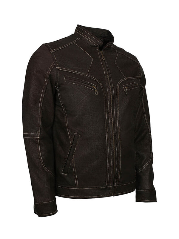 Men Adonis Fashion Black Leather Jacket

