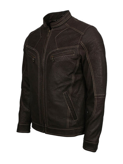Men Adonis Fashion Black Leather Jacket
