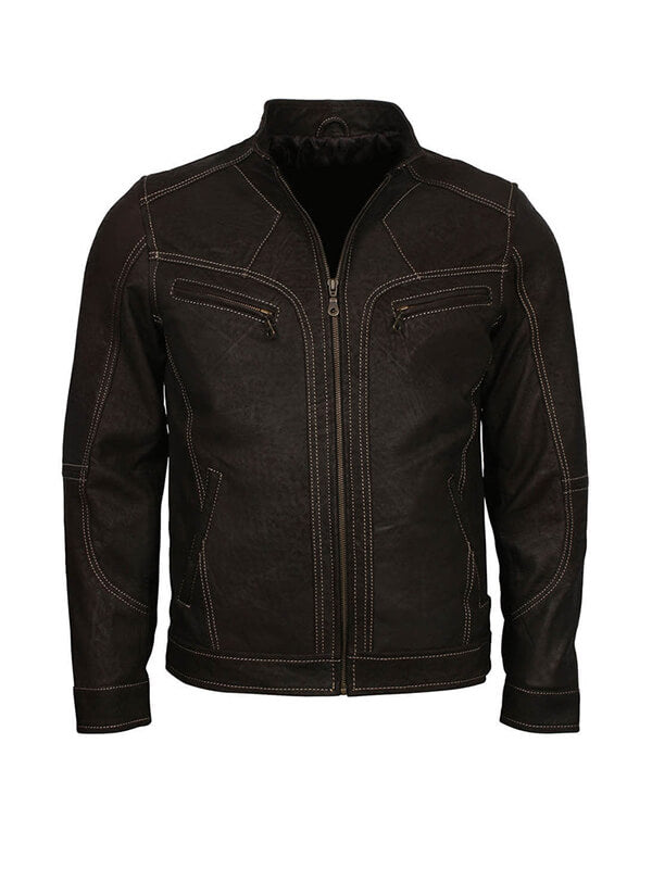 Men Adonis Fashion Black Leather Jacket

