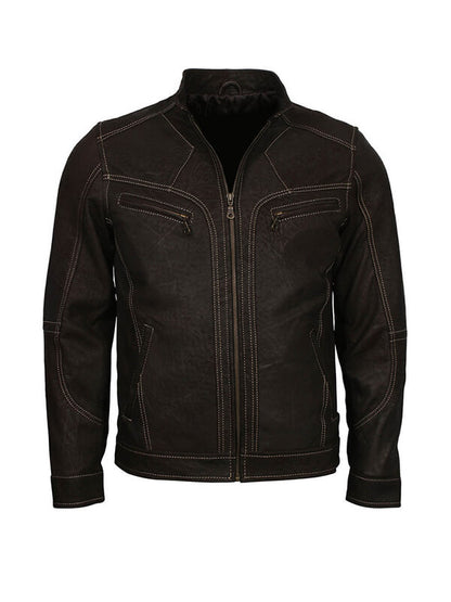 Men Adonis Fashion Black Leather Jacket
