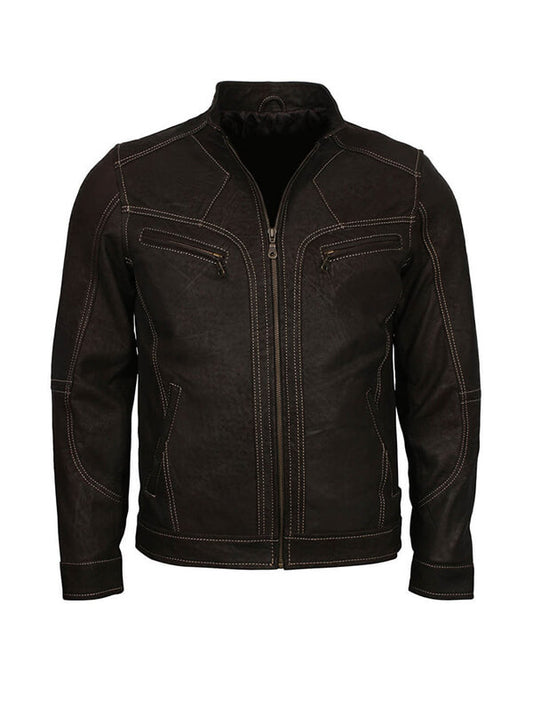 Men Adonis Fashion Black Leather Jacket
