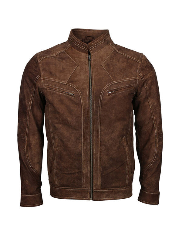 Men Adonis Fashion Brown Leather Jacket