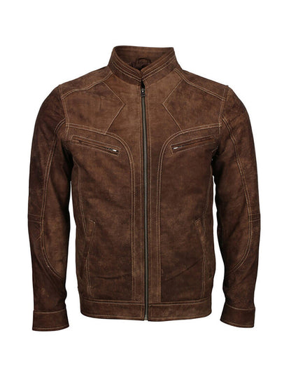 Men Adonis Fashion Brown Leather Jacket