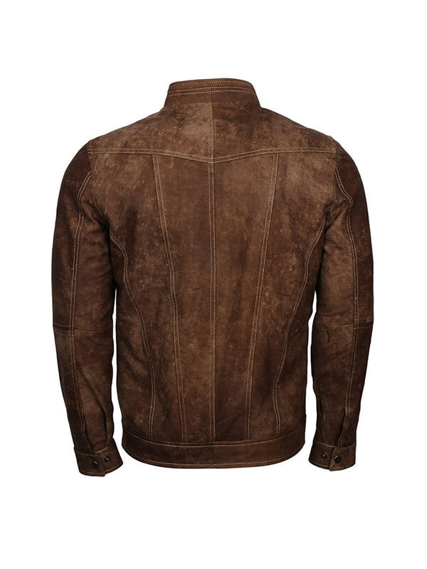 Men Adonis Fashion Brown Leather Jacket