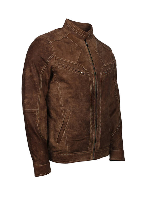 Men Adonis Fashion Brown Leather Jacket