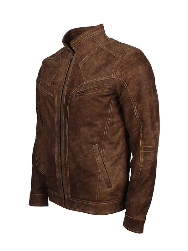 Men Adonis Fashion Brown Leather Jacket