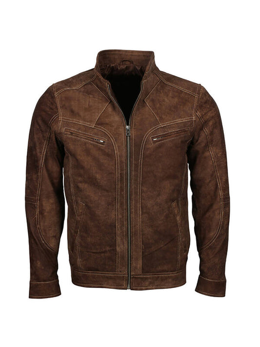 Men Adonis Fashion Brown Leather Jacket