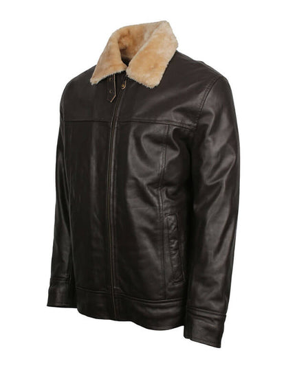 Mens B3 Aviator Black Leather Jacket