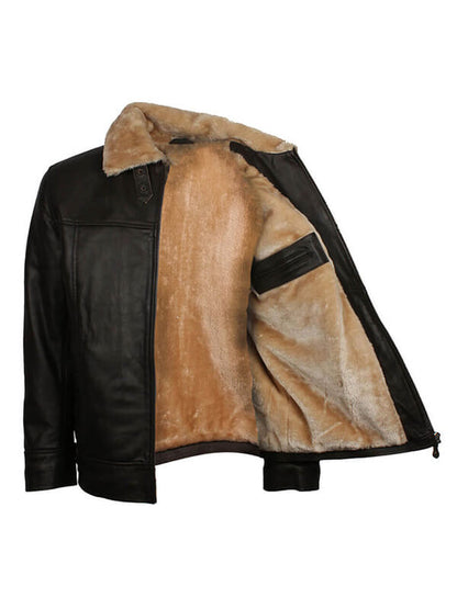 Mens B3 Aviator Black Leather Jacket