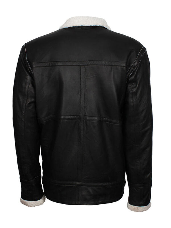 Mens B3 Fur Lined Black Leather Jacket
