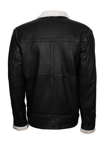 Mens B3 Fur Lined Black Leather Jacket