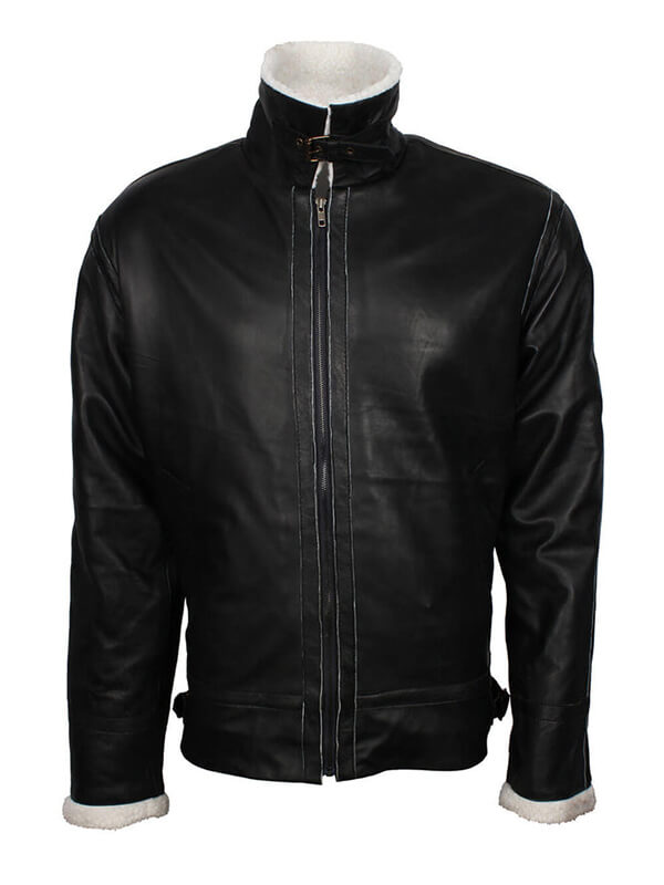 Mens B3 Fur Lined Black Leather Jacket