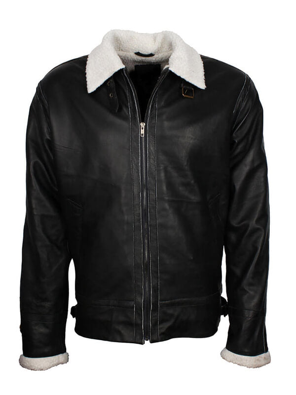 Mens B3 Fur Lined Black Leather Jacket