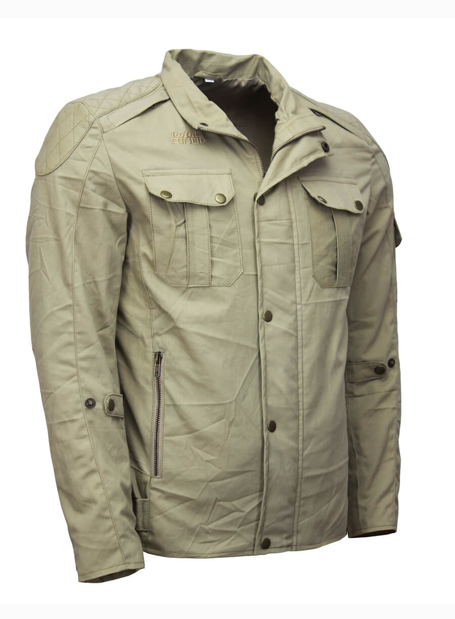 Mens Royal Enfield Motorcycle Brown Cotton Jacket