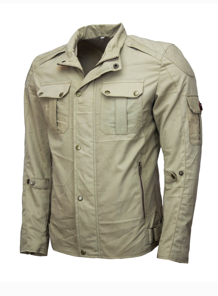 Mens Royal Enfield Motorcycle Brown Cotton Jacket