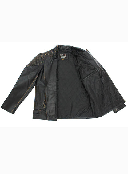 Skull & Bones Black Biker Leather Jacket