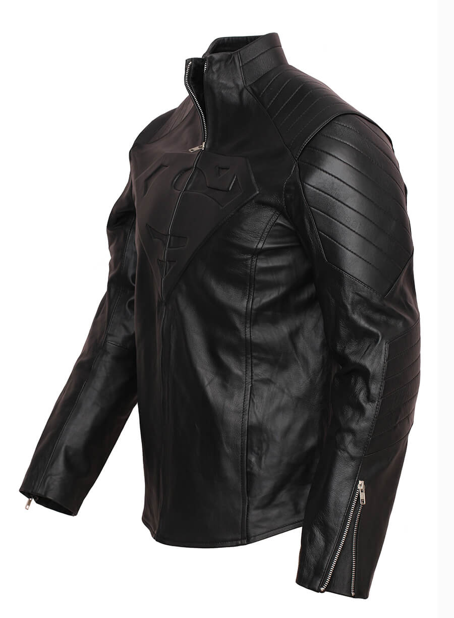 Smallville 2001 Clark Kent Superman Black Leather Jacket 