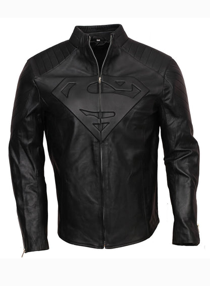 Smallville 2001 Clark Kent Superman Black Leather Jacket 