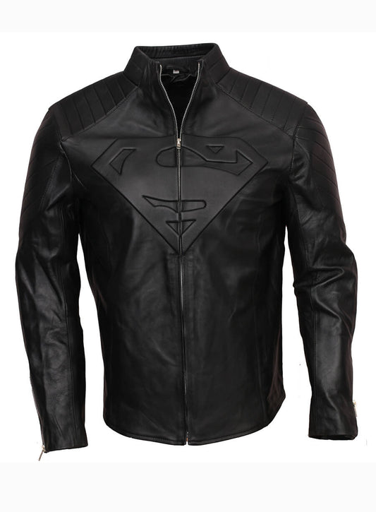 Smallville 2001 Clark Kent Superman Black Leather Jacket 