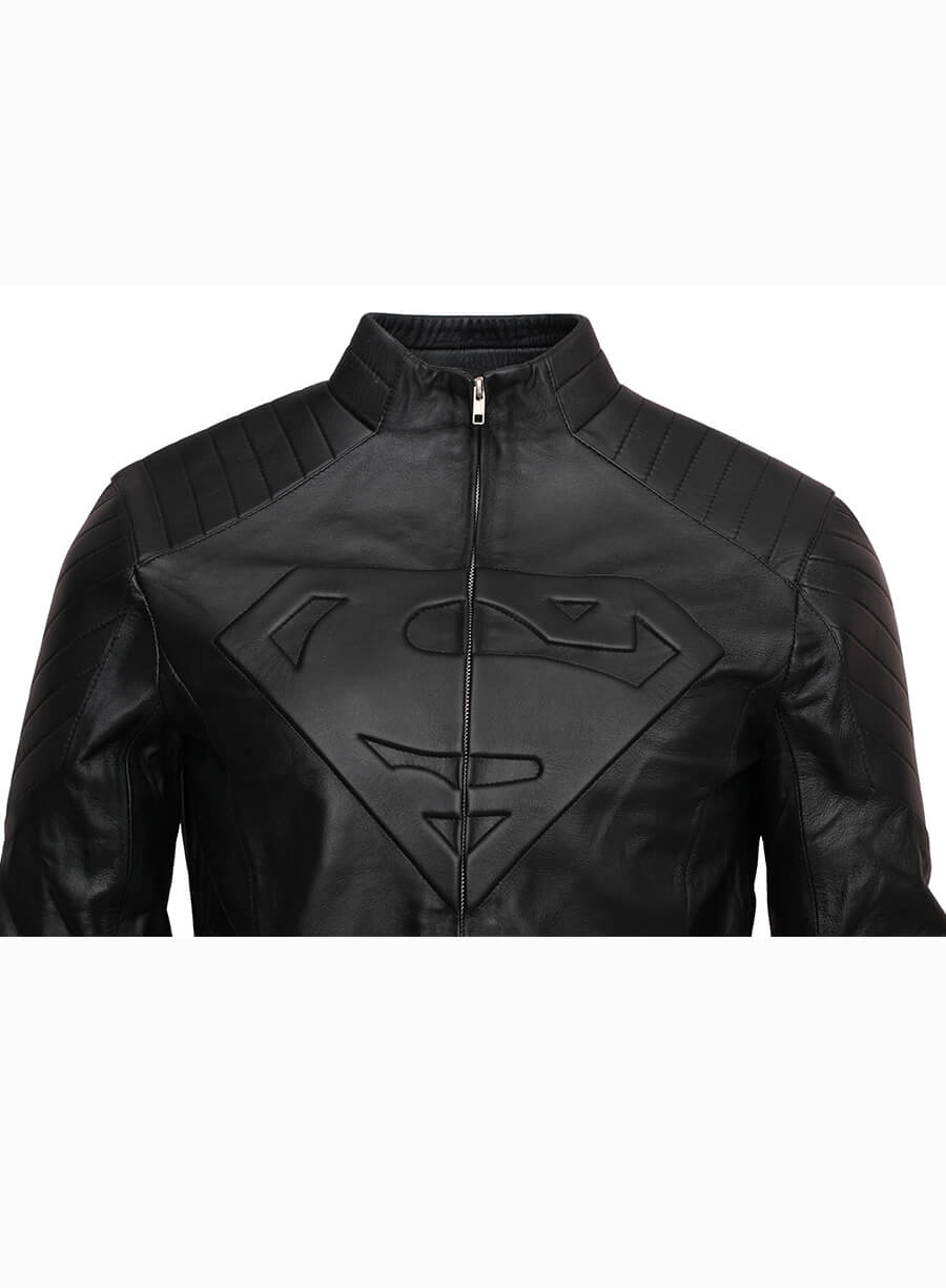 Smallville 2001 Clark Kent Superman Black Leather Jacket 