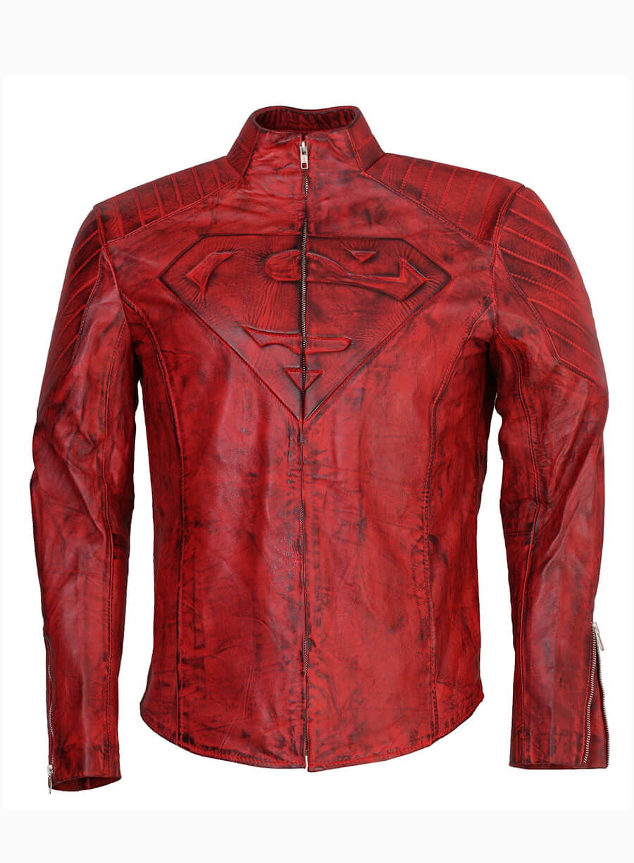 Smallville 2001 Clark Kent Superman Red Waxed Leather Jacket