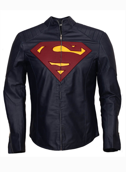 Smallville 2001 Superman Dark Blue Leather Jacket