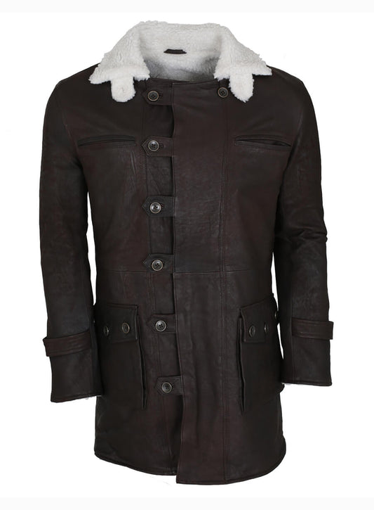 The Dark Knight Rises 2012 Bane Brown Fur Leather Coat