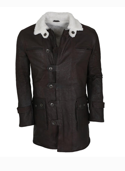 The Dark Knight Rises 2012 Bane Brown Fur Leather Coat