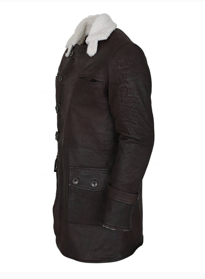The Dark Knight Rises 2012 Bane Brown Fur Leather Coat