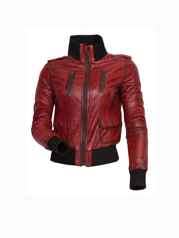 Women Designer Waxed Motorbike Leather Jacket