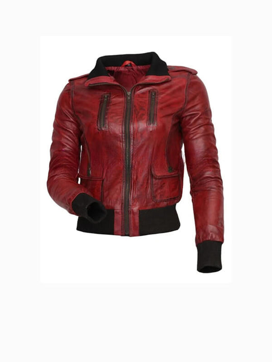 Women Designer Waxed Motorbike Leather Jacket